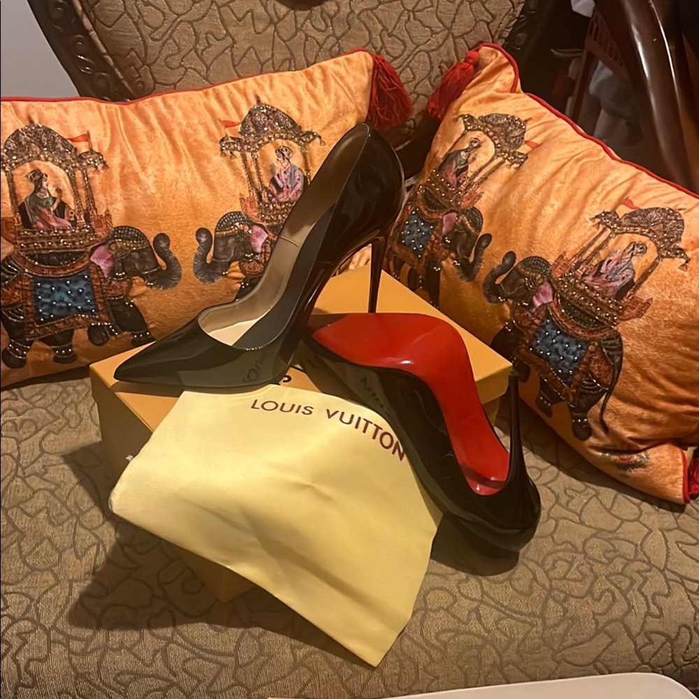Louis Vuitton Black and Red Stiletto Heels